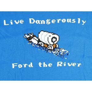 The Oregon Trail Mens XL Ripple Junction T-Shirt Live Dangerously Ford the River